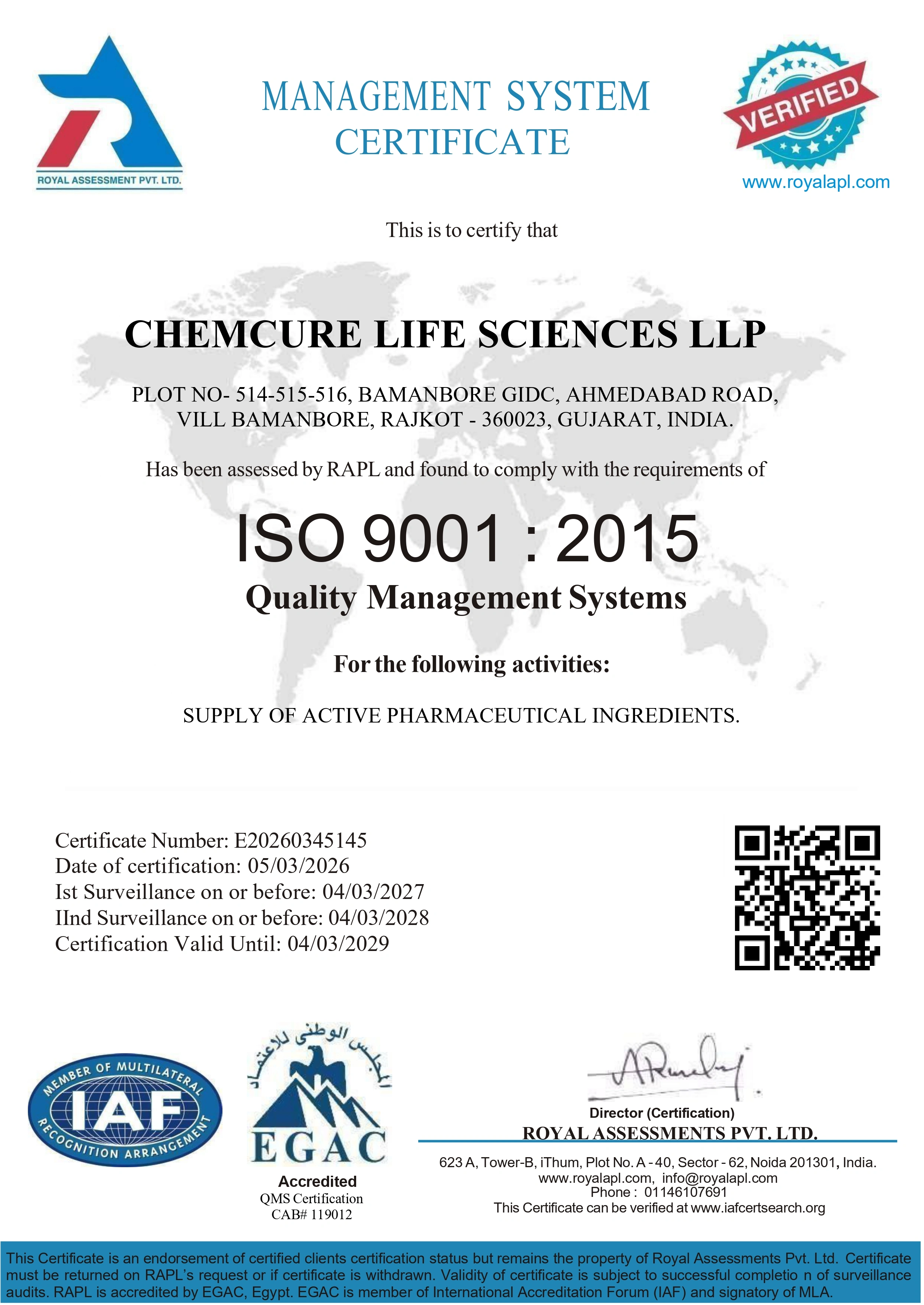 ISO 9001:2015 Certificate